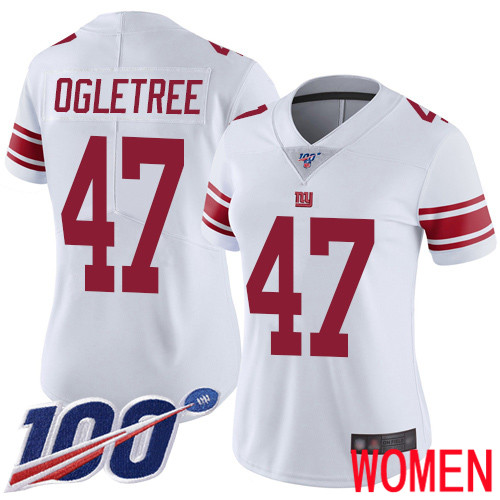 Women New York Giants #47 Alec Ogletree White Vapor Untouchable Limited Player 100th Season Football NFL Jersey